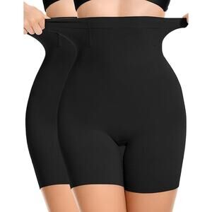 NWT ~ Set/ 2 Black Tummy Control Shapewear 5 in 1 Girdle Body Shaper Briefs ~ 4X